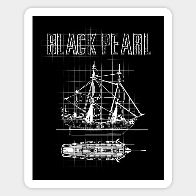 Black Pearl Blueprint Sticker by Clathrus